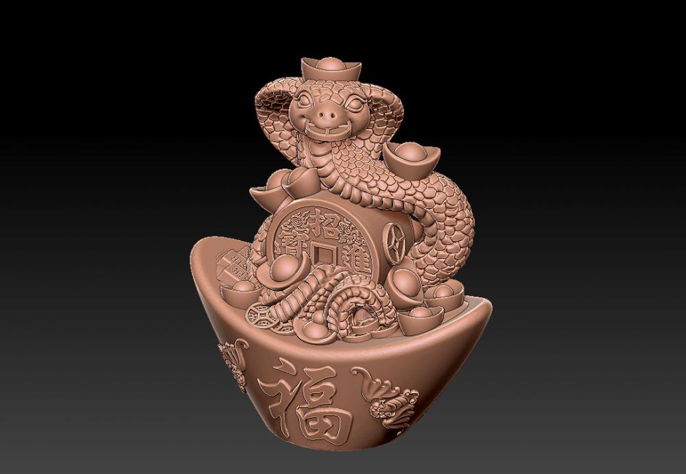 十二生肖蛇年金元宝 43D打印模型
