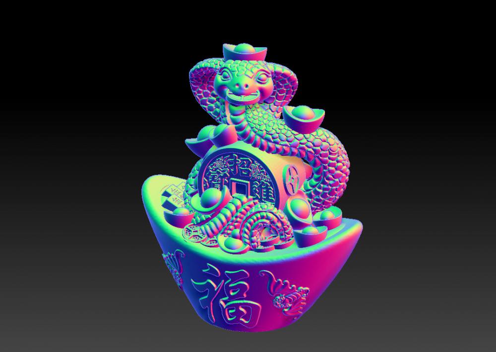 十二生肖蛇年金元宝 43D打印模型