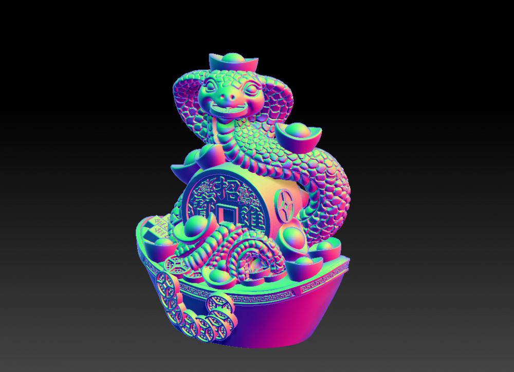 十二生肖蛇年金元宝 23D打印模型