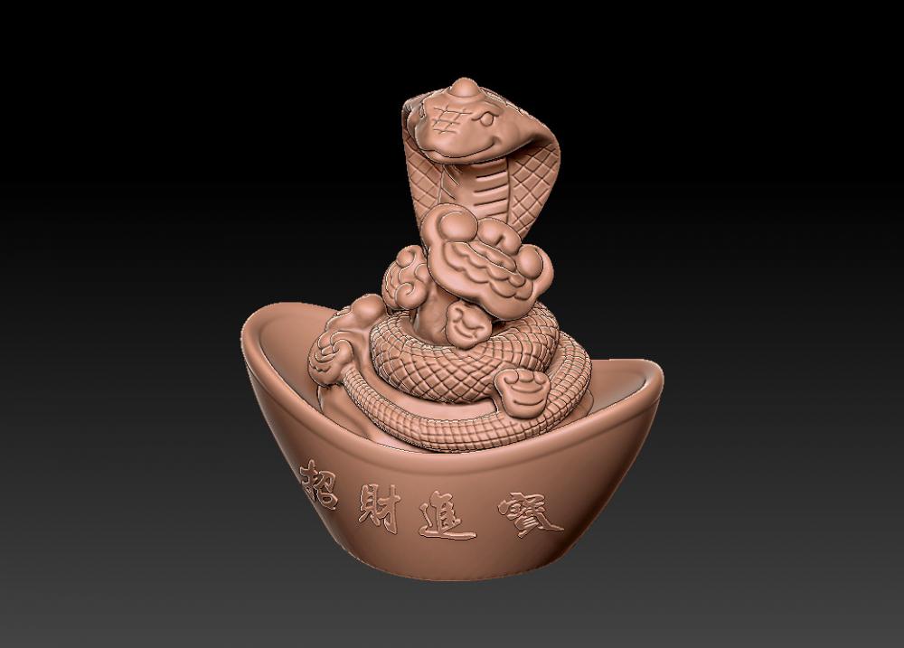 十二生肖蛇年金元宝 73D打印模型