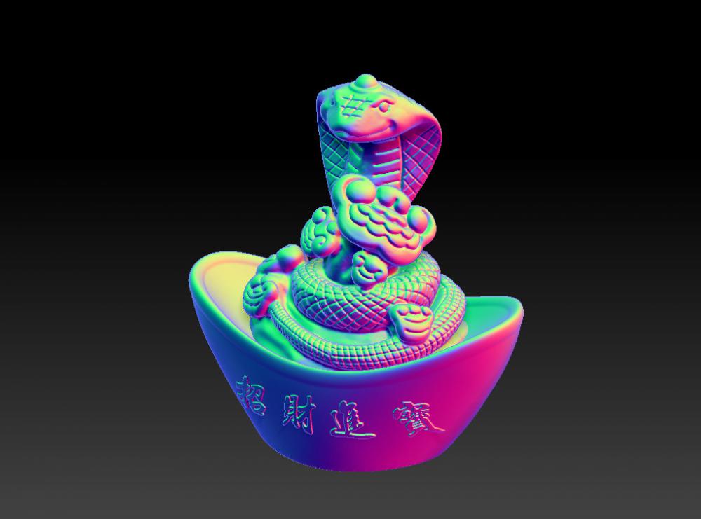 十二生肖蛇年金元宝 73D打印模型
