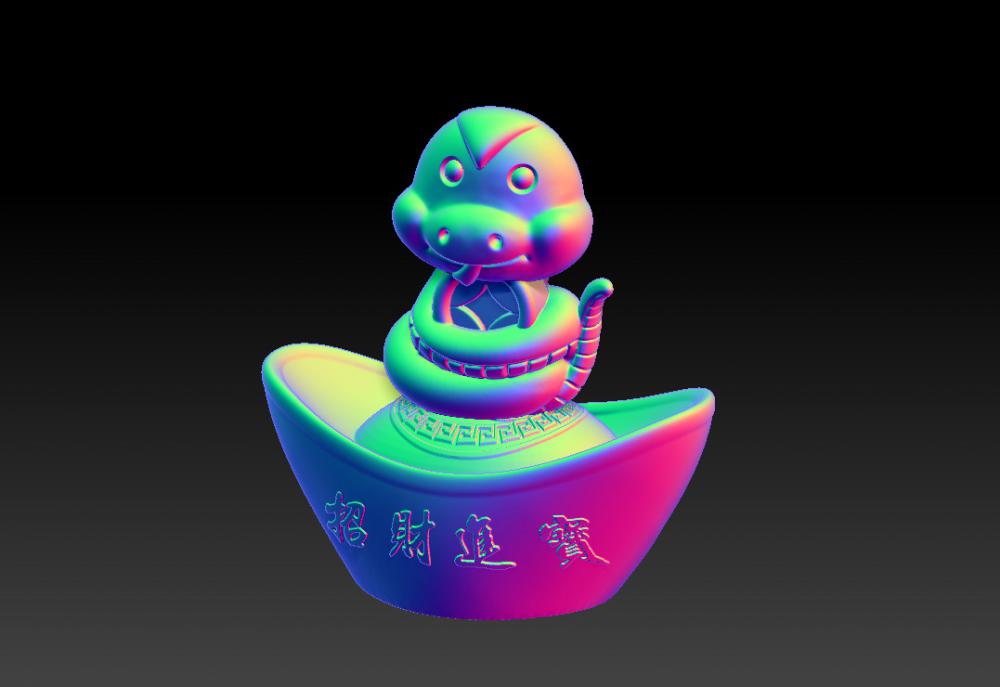 十二生肖蛇年金元宝 63D打印模型