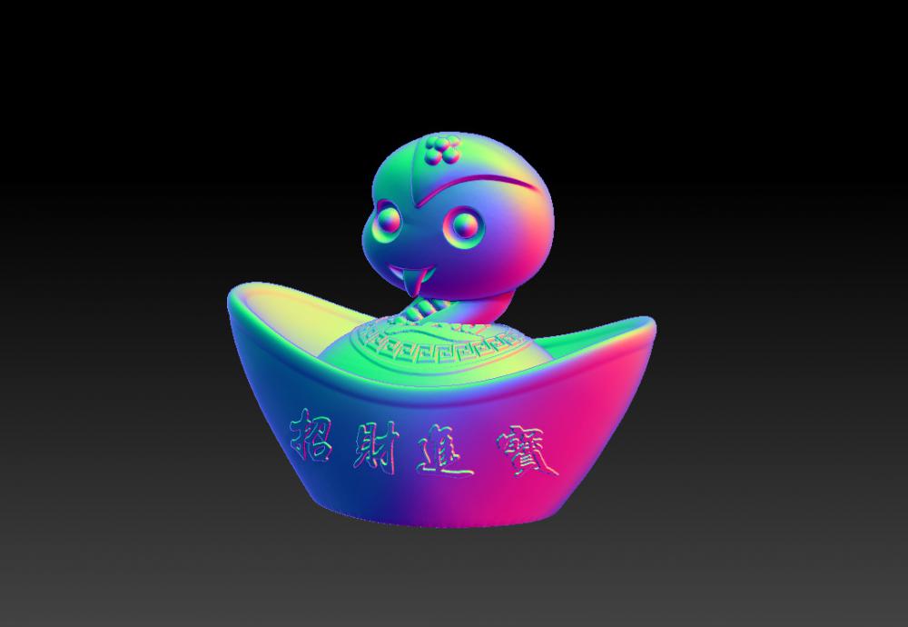 十二生肖蛇年金元宝 93D打印模型