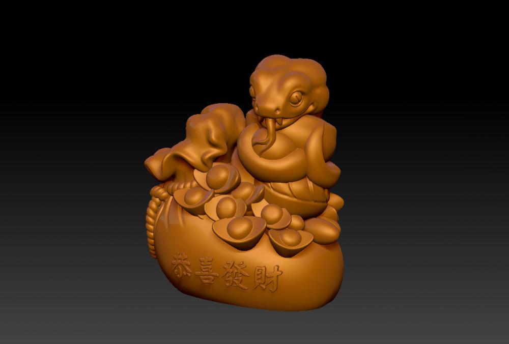 蛇年恭喜发财-摆件 23D打印模型