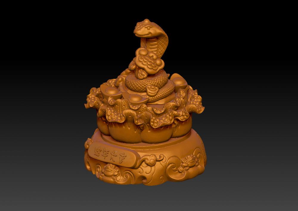 蛇年大吉-八方聚財摆件 23D打印模型