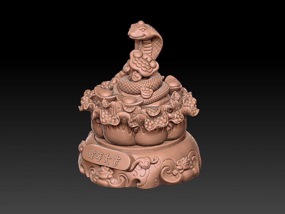 蛇年大吉-八方聚財摆件 23D打印模型