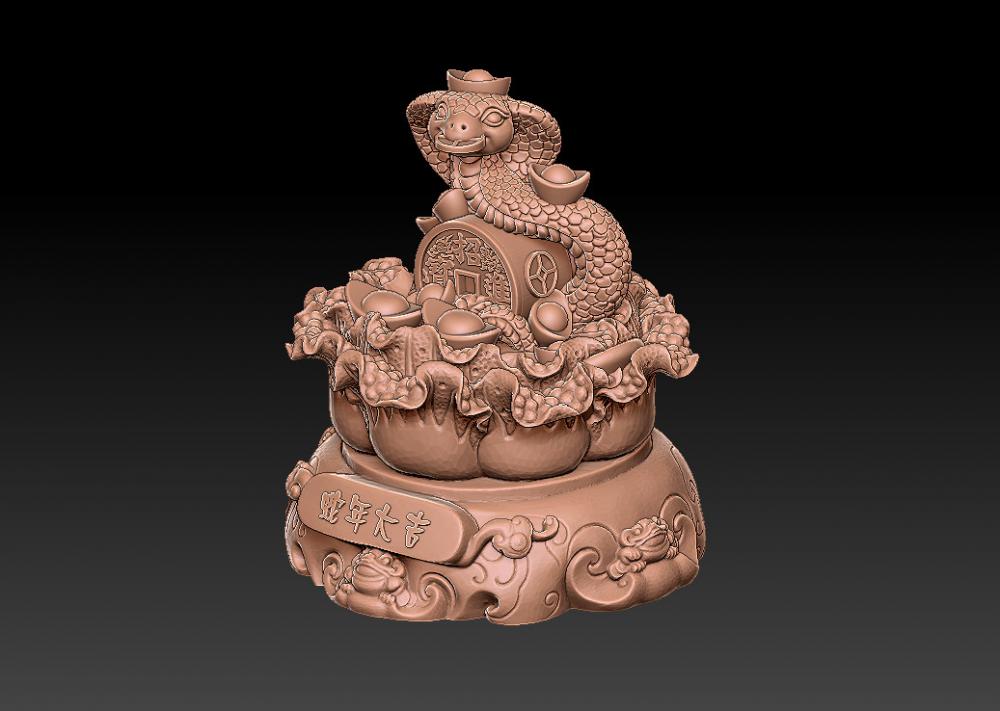 蛇年大吉-八方聚財摆件 13D打印模型