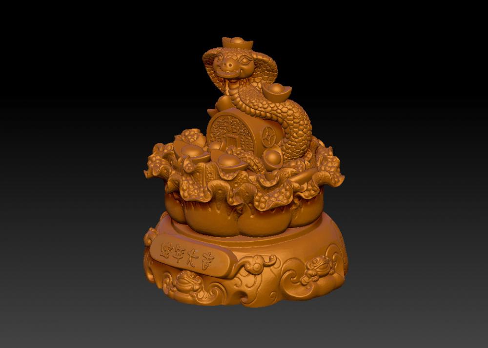 蛇年大吉-八方聚財摆件 13D打印模型