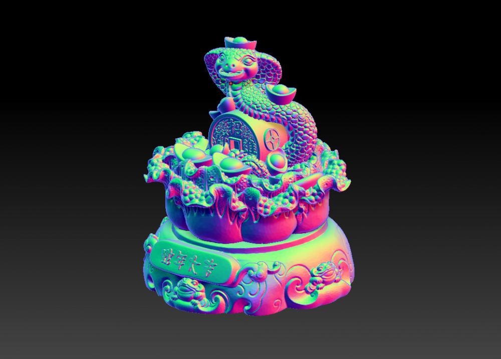 蛇年大吉-八方聚財摆件 13D打印模型
