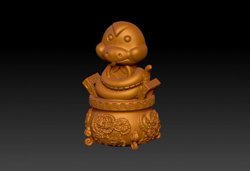 蛇年吉祥招财摆件 23D打印模型