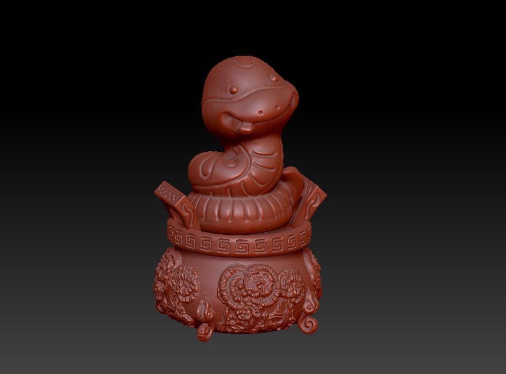 蛇年吉祥招财摆件 33D打印模型