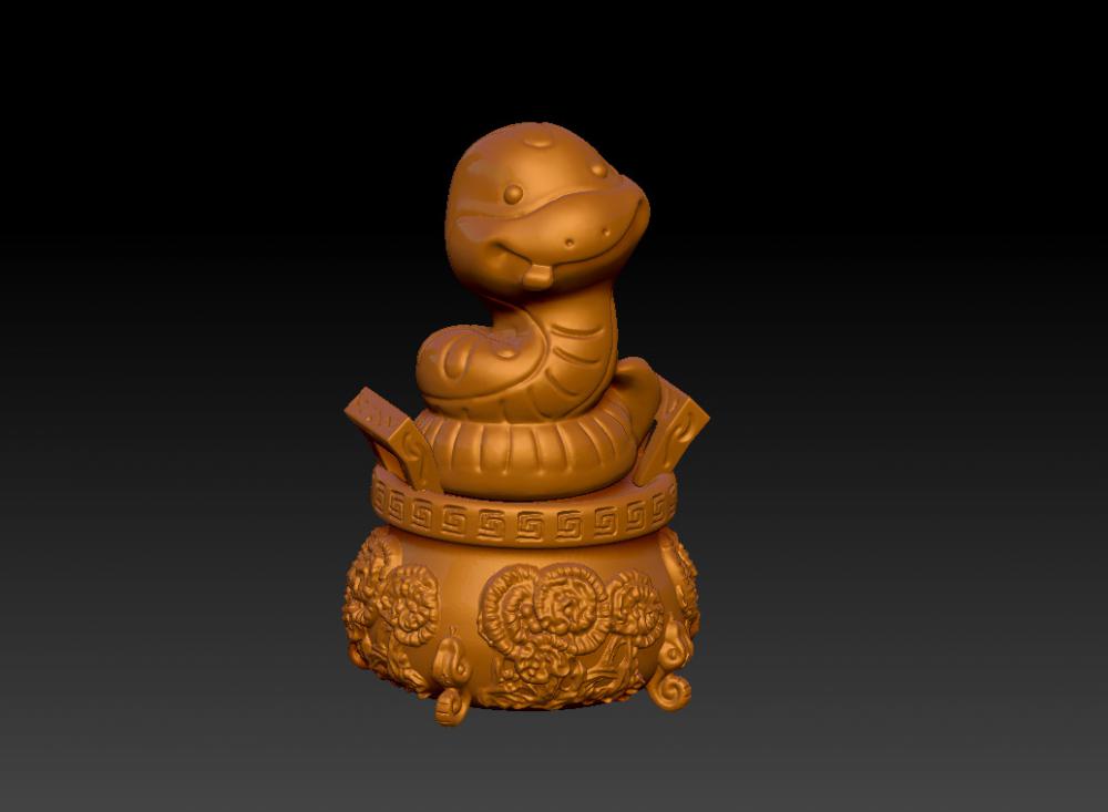 蛇年吉祥招财摆件 33D打印模型