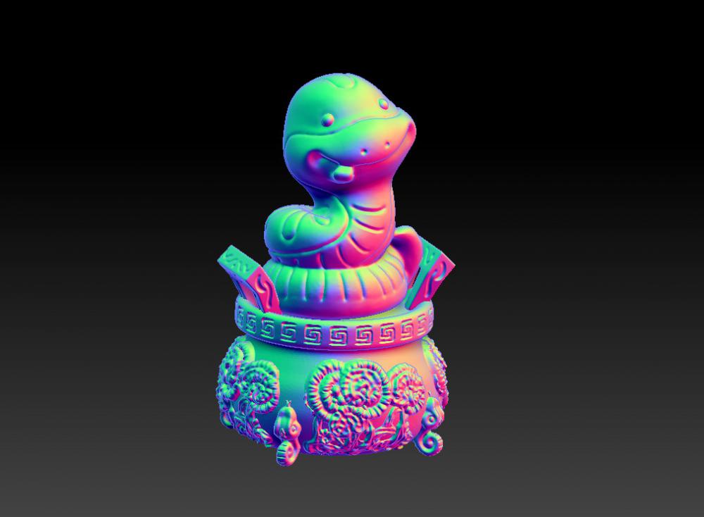 蛇年吉祥招财摆件 33D打印模型