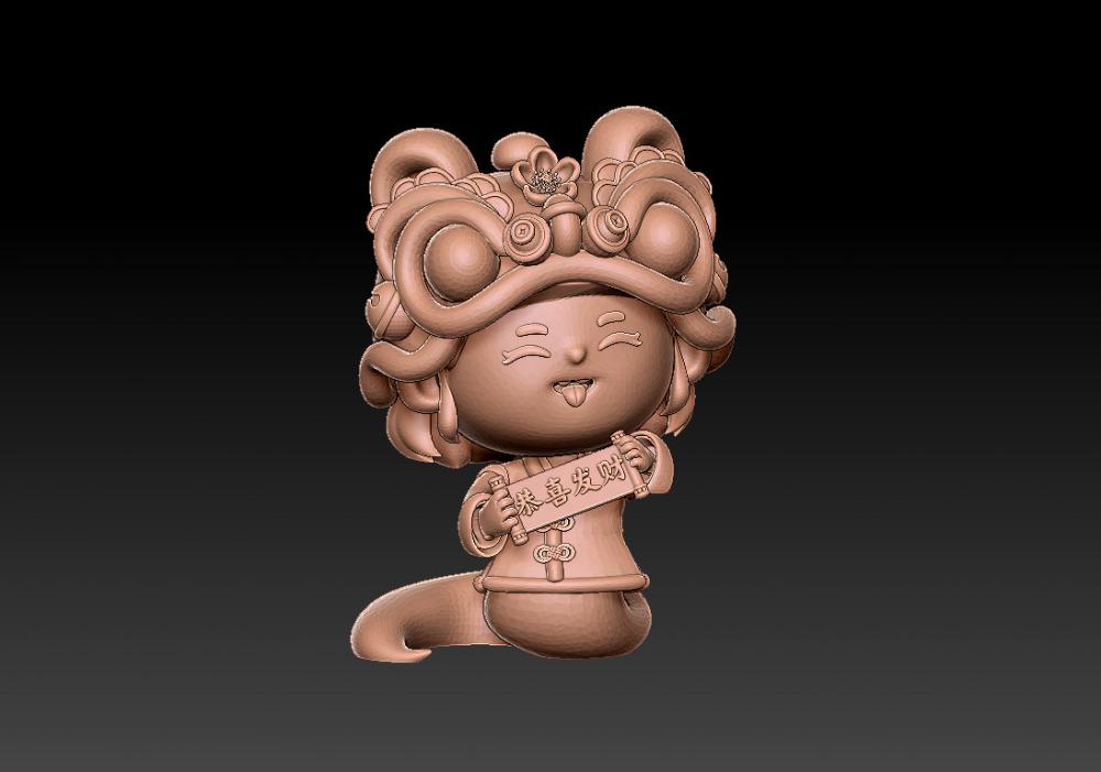 蛇年大吉-恭喜发财摆件3D打印模型
