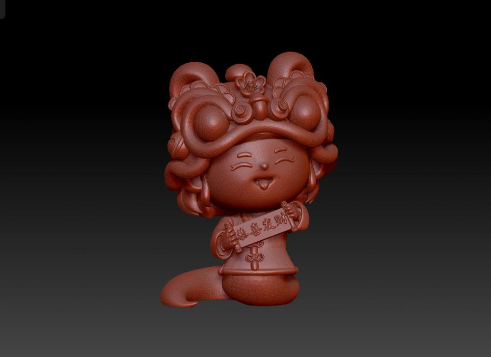 蛇年大吉-恭喜发财摆件3D打印模型