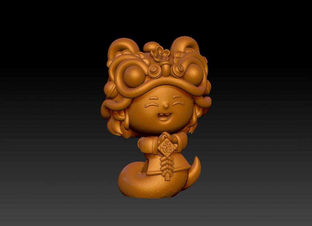 蛇年大吉-福到摆件3D打印模型