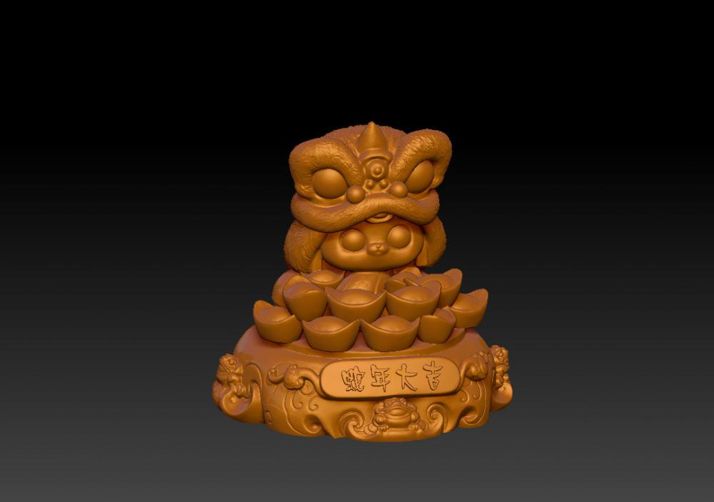 蛇年大吉-聚财摆件 53D打印模型