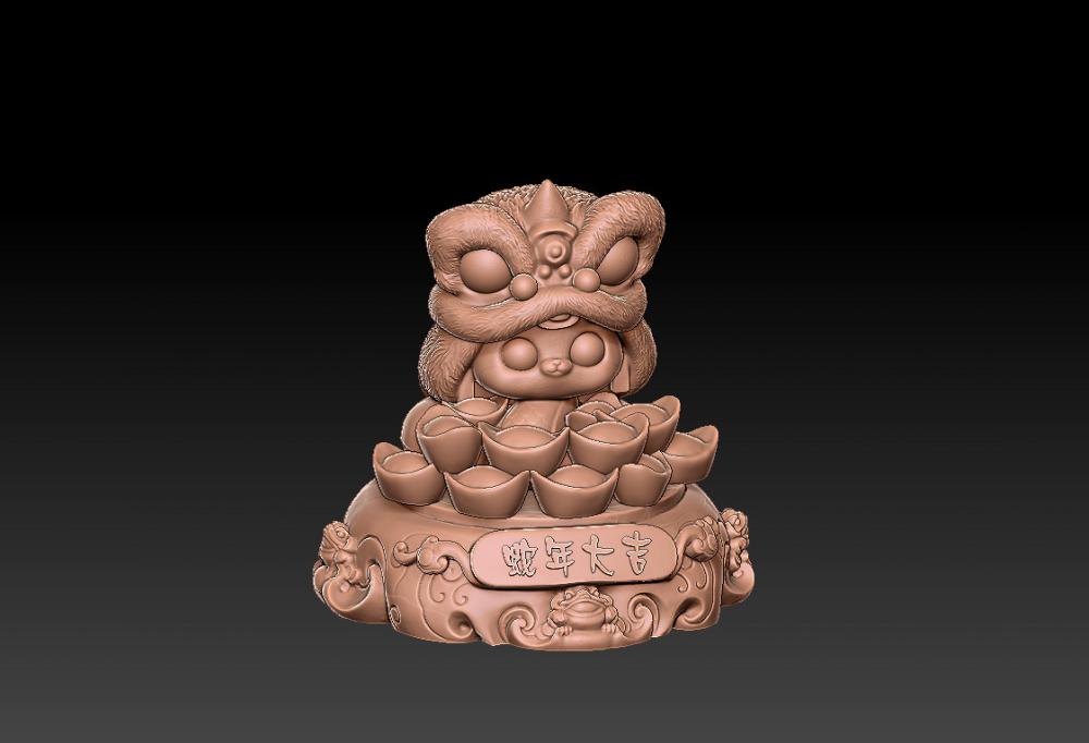 蛇年大吉-聚财摆件 53D打印模型