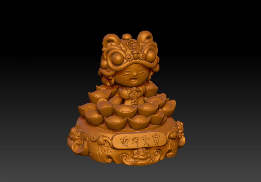 蛇年大吉-聚财摆件 43D打印模型