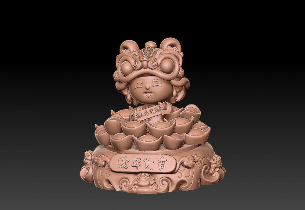 蛇年大吉-聚财摆件 63D打印模型