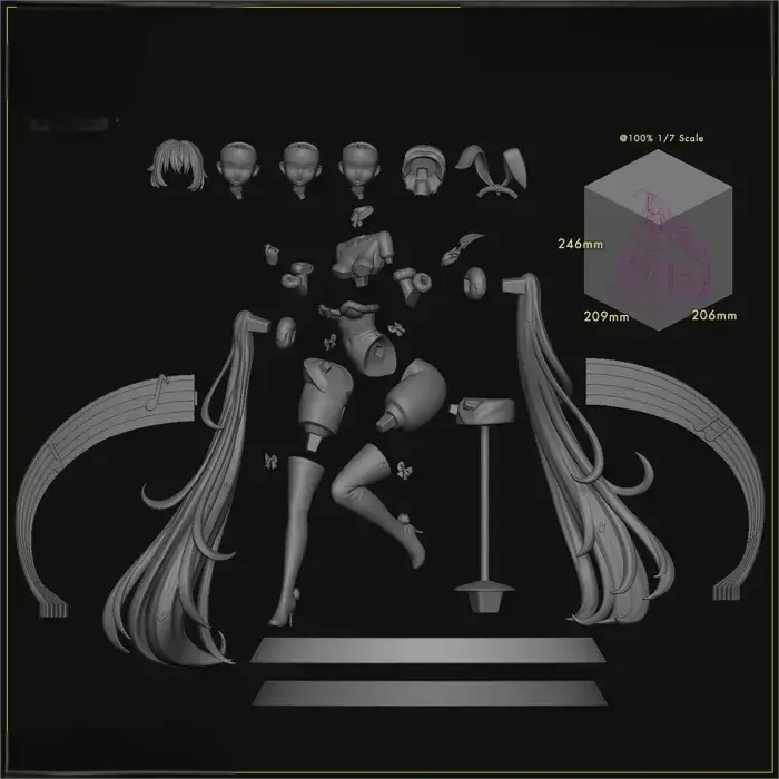 初音未来-兔女郎女荷官造型3D打印模型