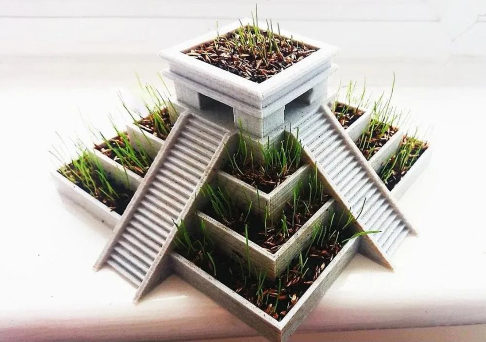 阿兹特克神庙花盆3D打印模型