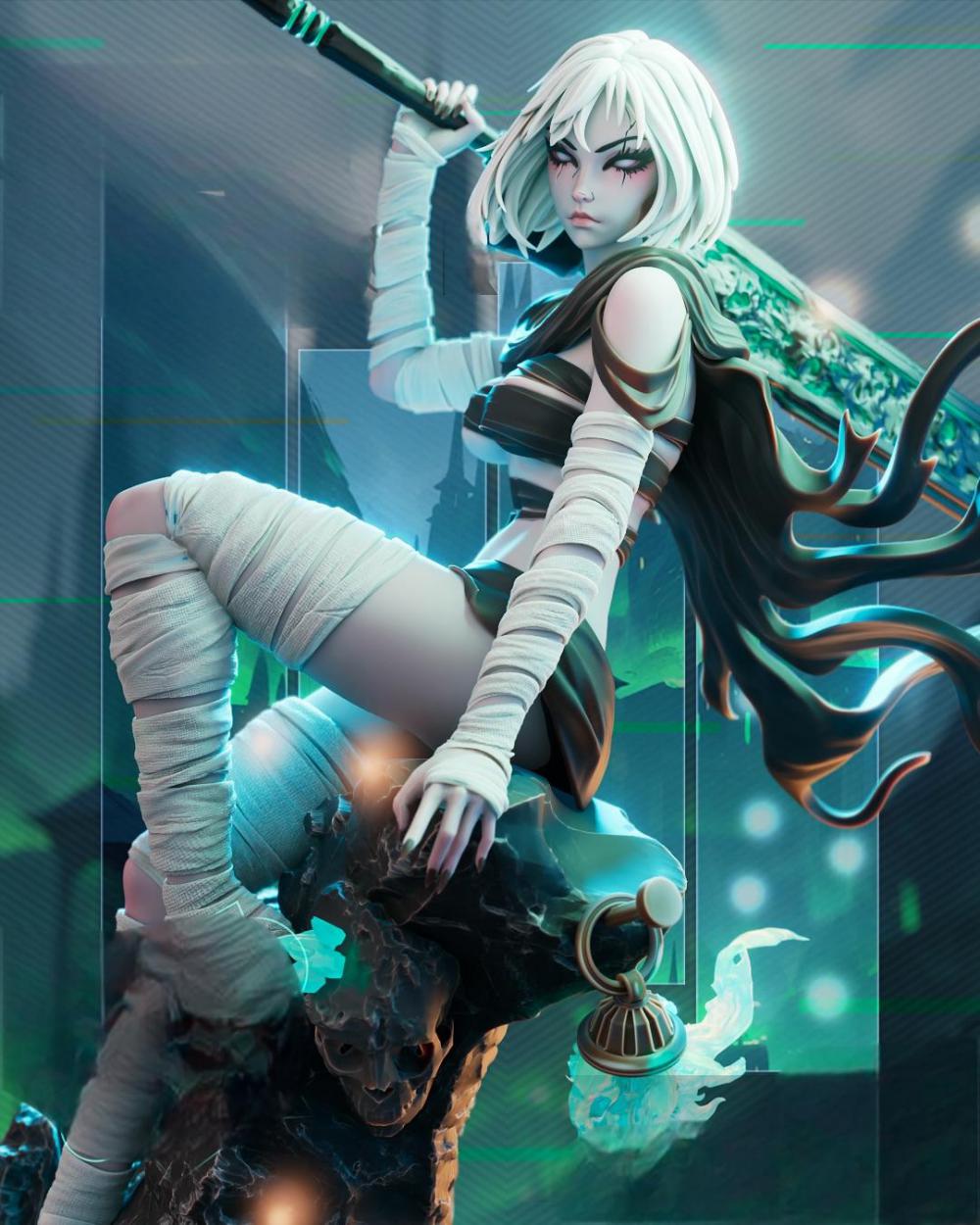 《骷髅女孩》玛丽OC 款 (光固帶支撐)3D打印模型