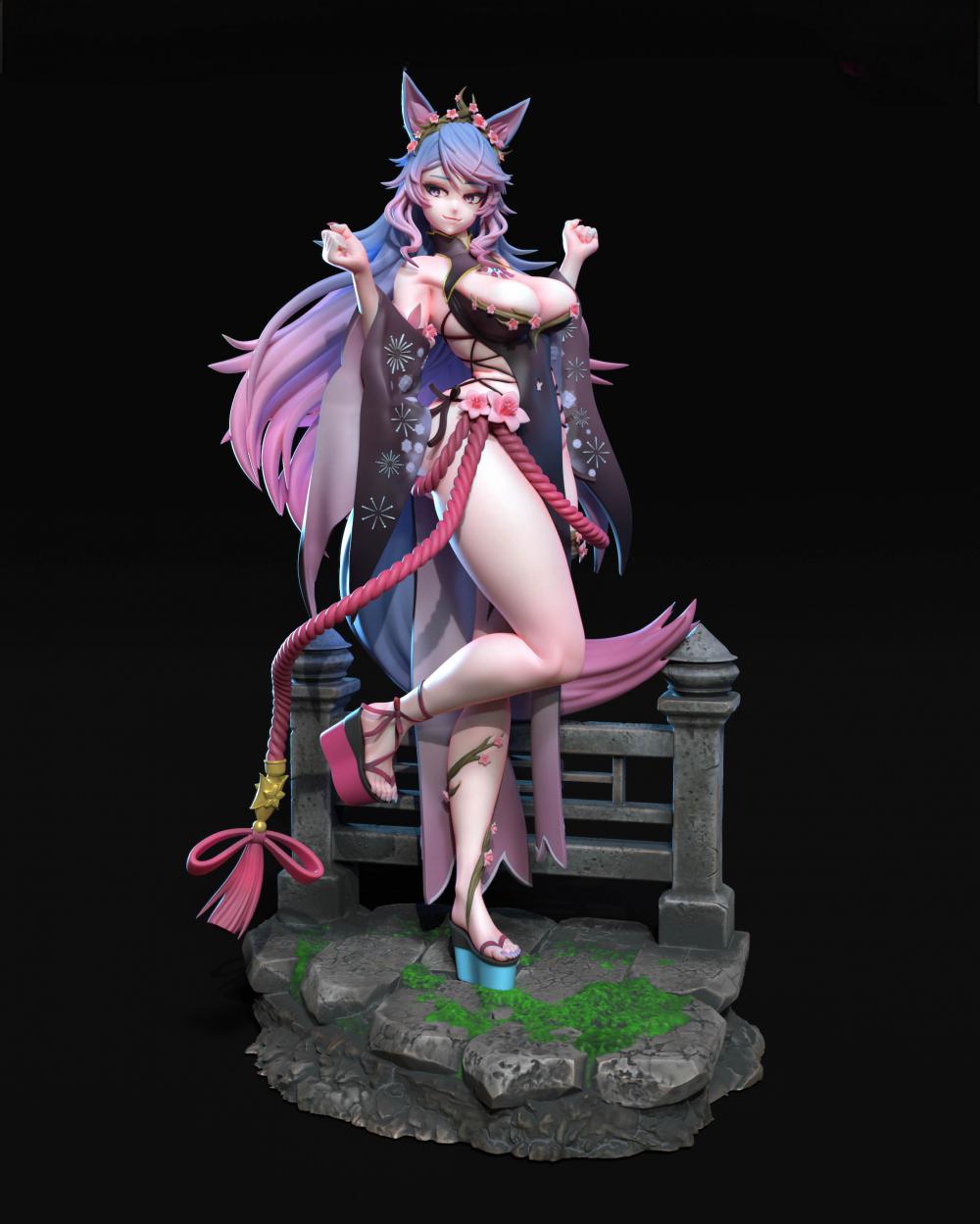 Vtuber虚拟UP主播樱花狼灵3D打印模型