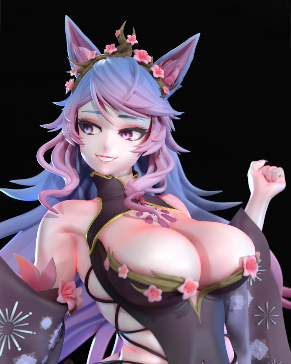 Vtuber虚拟UP主播樱花狼灵3D打印模型
