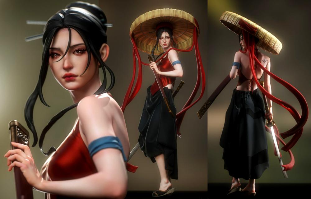 越南女剑客3D打印模型