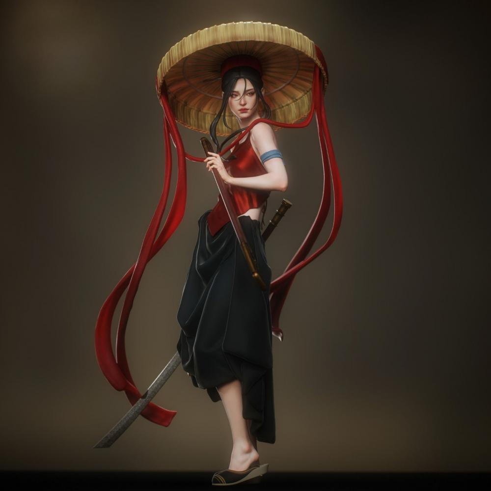 越南女剑客3D打印模型