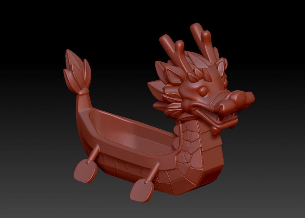 可爱小龙舟无桨(帶浆)3D打印模型