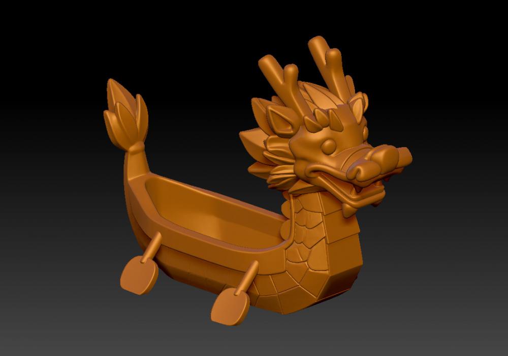 可爱小龙舟无桨(帶浆)3D打印模型