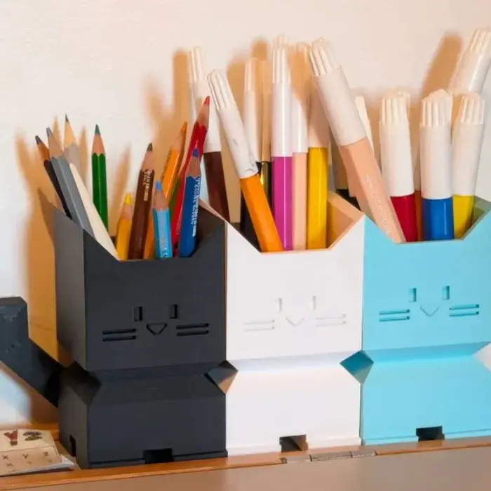 小猫笔筒3D打印模型