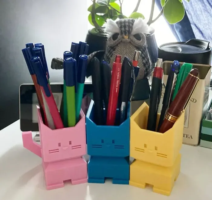 小猫笔筒3D打印模型