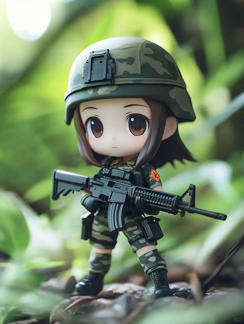 Q版军事人物女特种兵形象3D打印模型