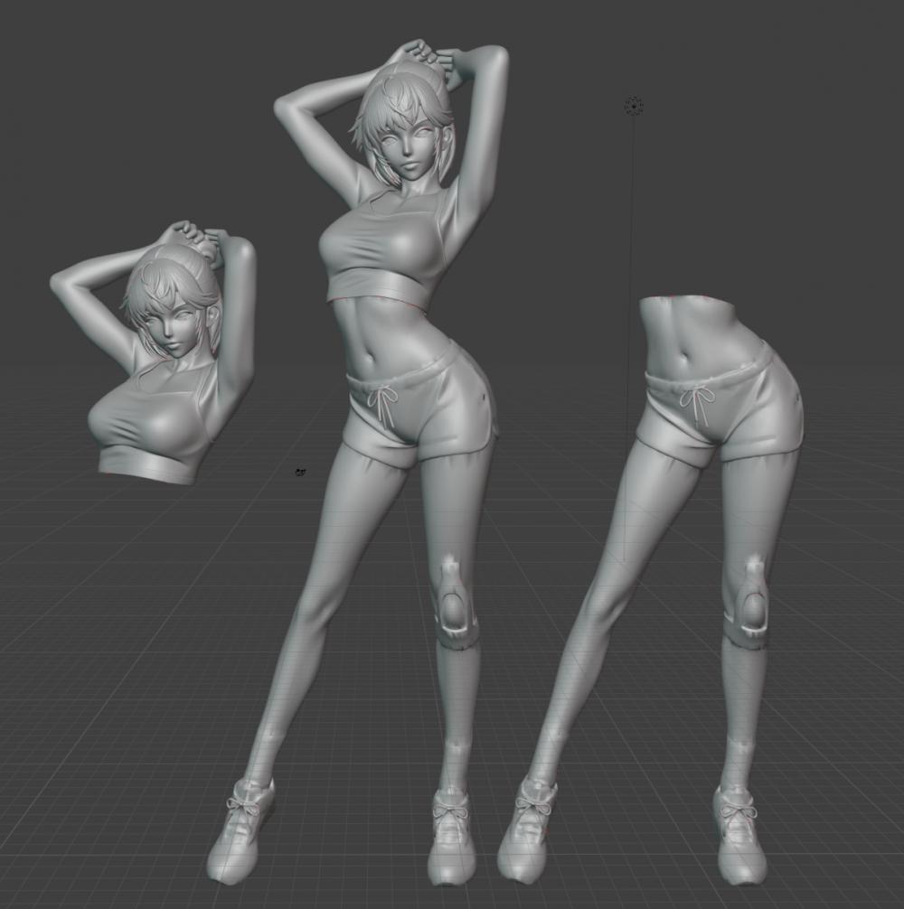 灵笼白月魁运动服3D打印模型