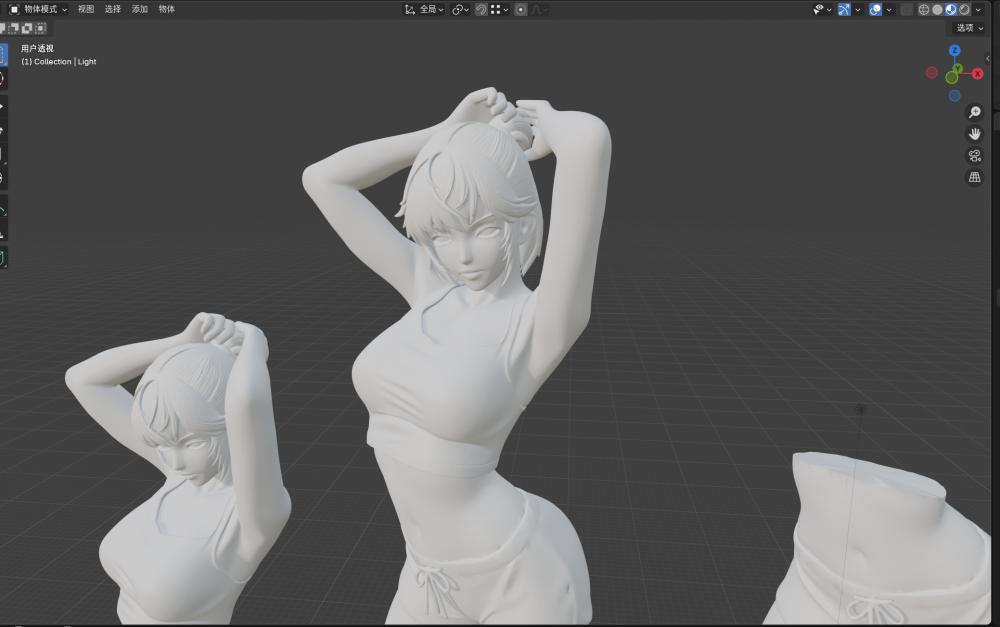 灵笼白月魁运动服3D打印模型