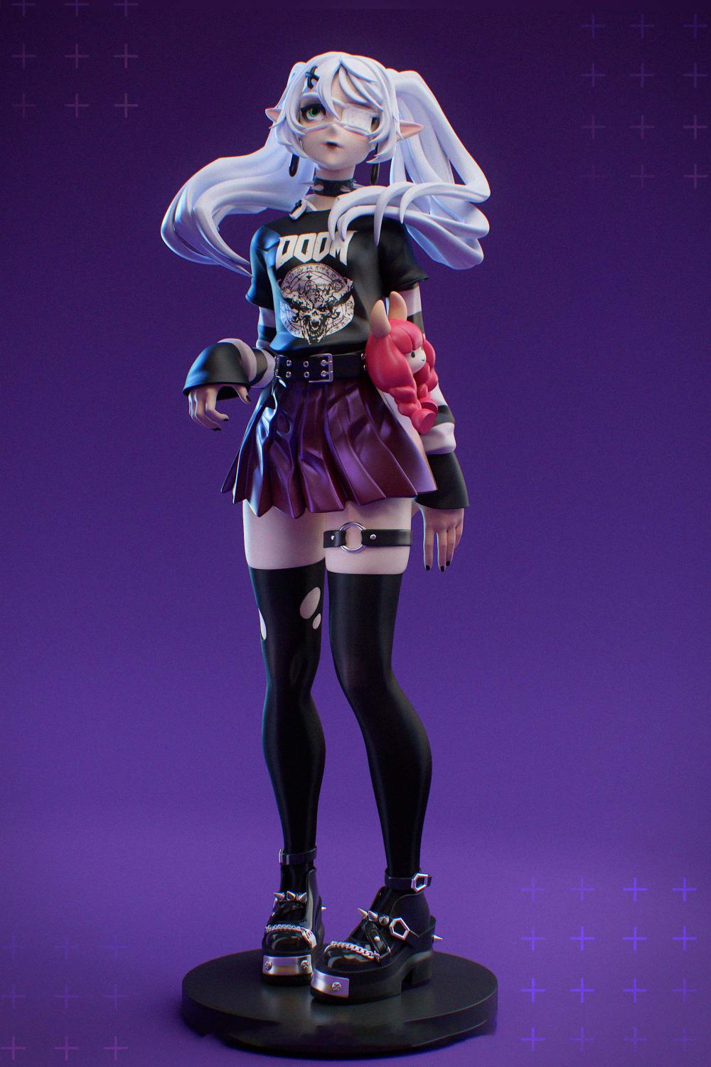 哥特摇滚风 芙莉莲3D打印模型