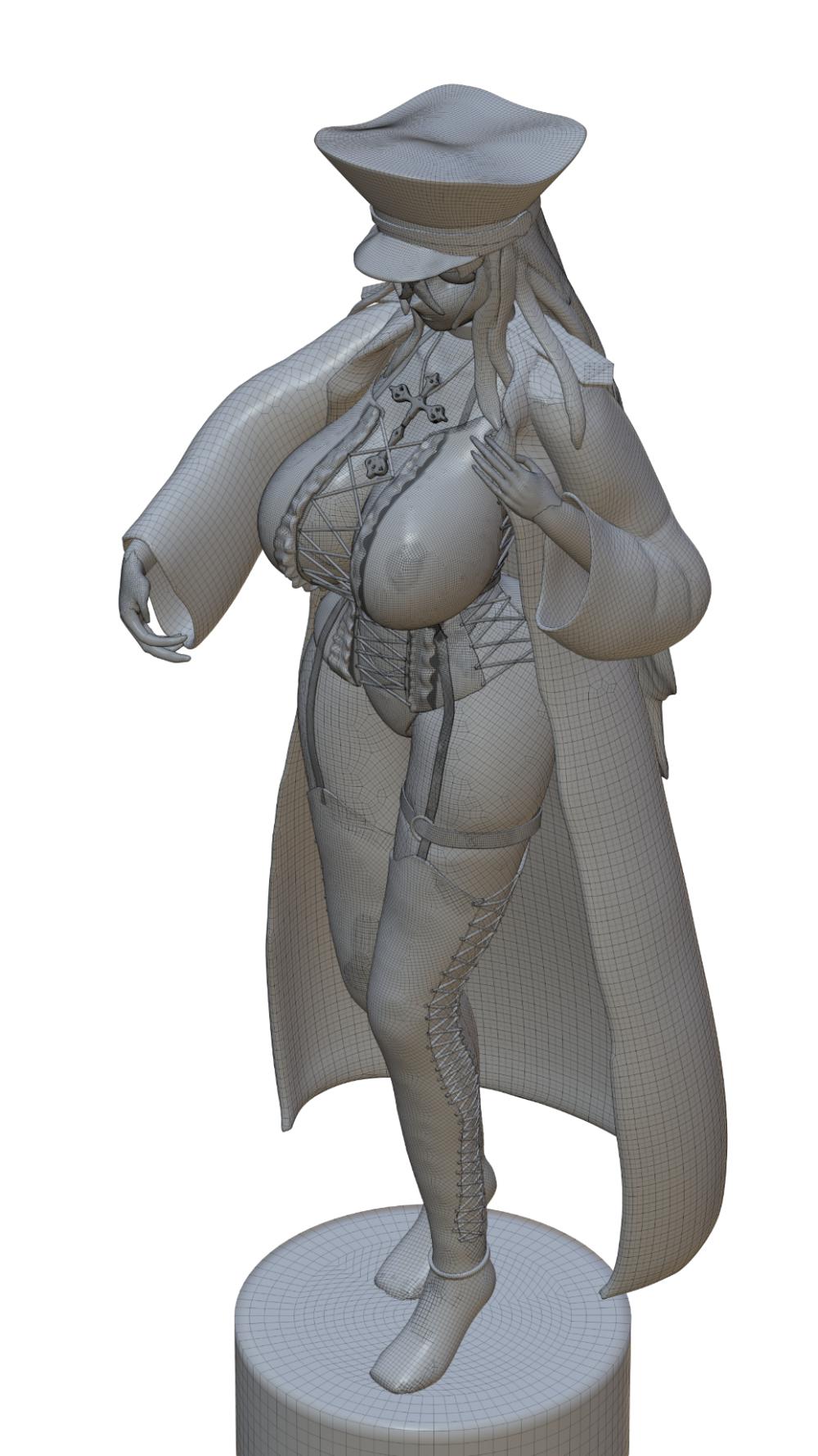 学习建模一个女性33D打印模型