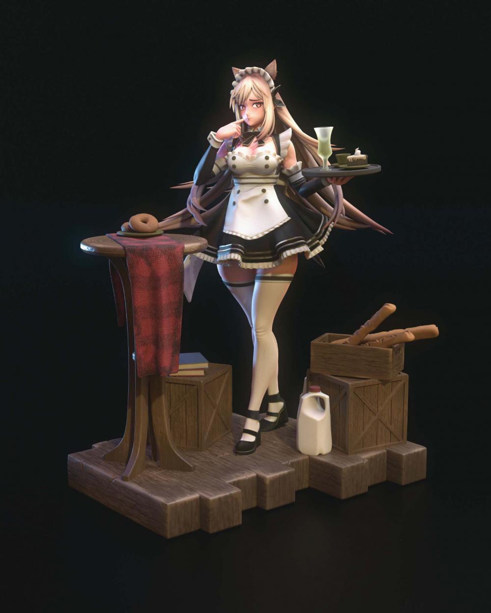 胜利女神 拉毗 女仆装3D打印模型