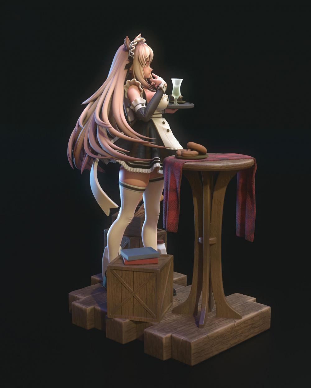 胜利女神 拉毗 女仆装3D打印模型