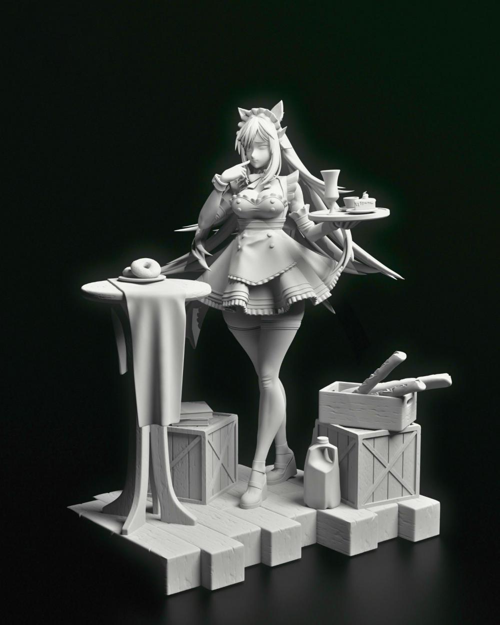 胜利女神 拉毗 女仆装3D打印模型