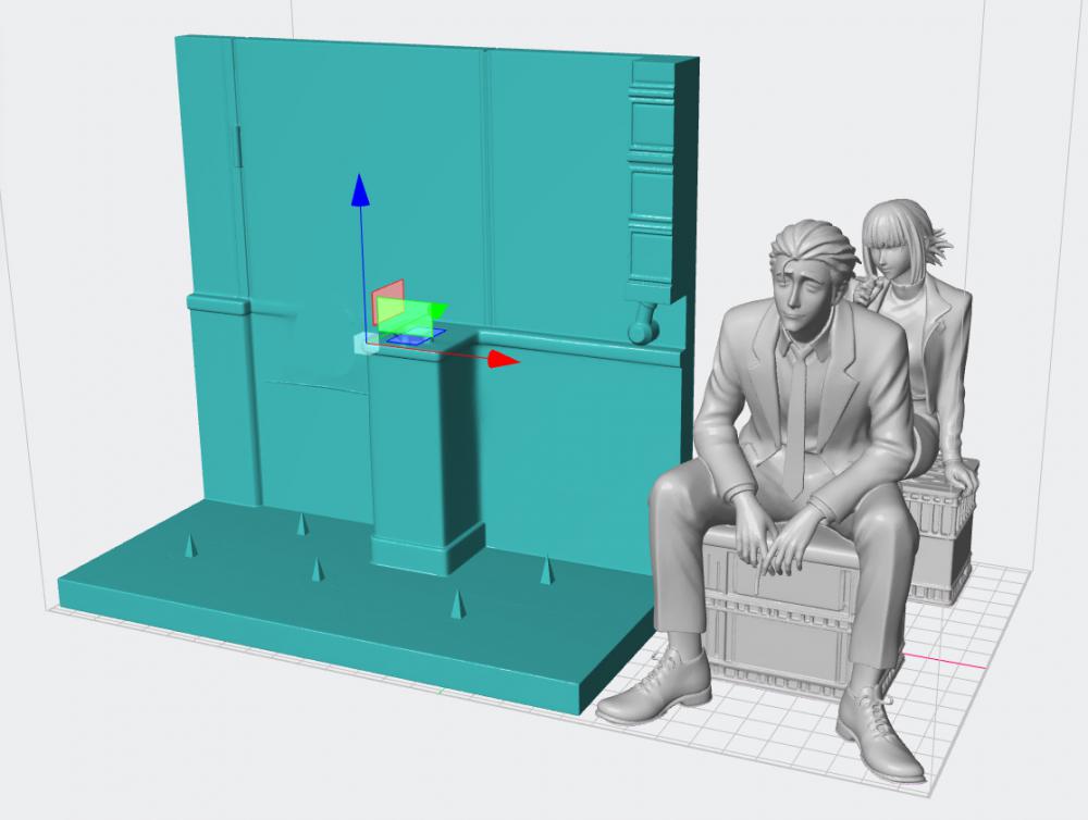 躲在超市后门的两人3D打印模型