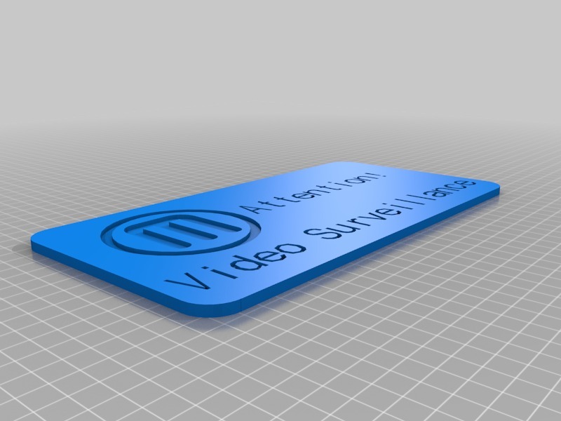 监视警告牌3D打印模型